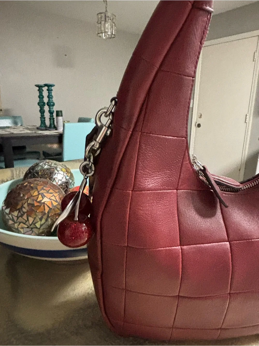 Coach Coachtopia Alter/Ego Crescent Shoulder Bag Dark Ruby CCM62 Quilted Hobo